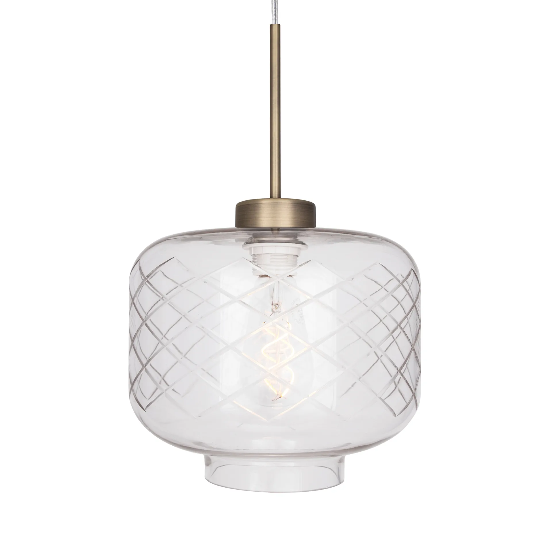 Ritz taklampa slipat glas, Antik mässing Globen Lighting