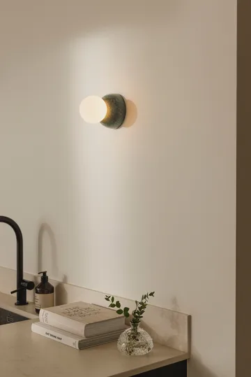 Torrano vägglampa/plafond 13 cm - Mörkgrön marmor - Globen Lighting