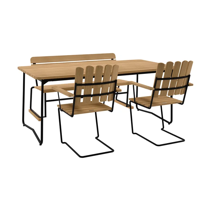 B31 bord 170 cm + 2 A2 fåtölj + soffa 3, oljad ek-svart stativ - Grythyttan Stålmöbler