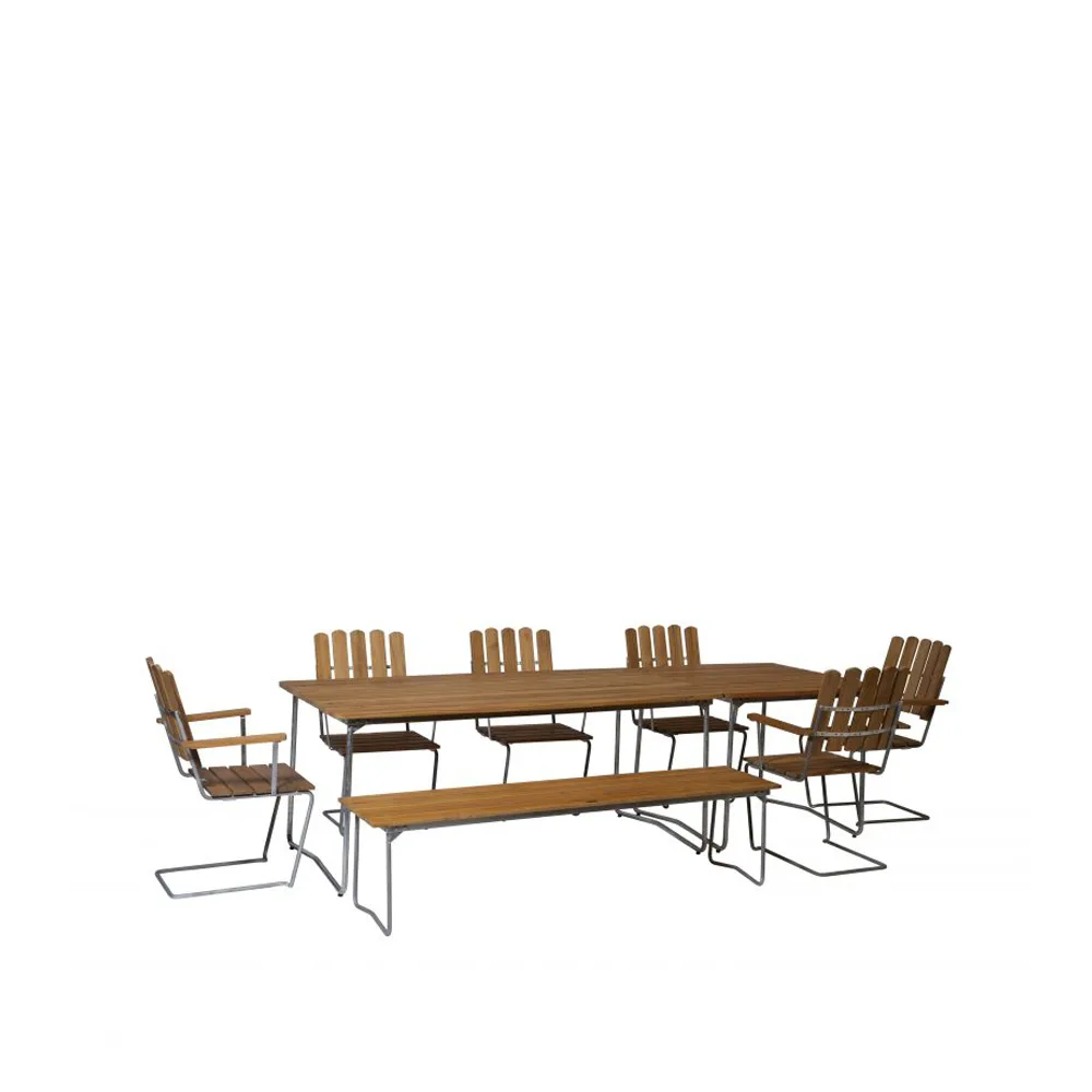 Bänk 9 bänk, Ek olja-170 cm-varmförzinkad Grythyttan Stålmöbler