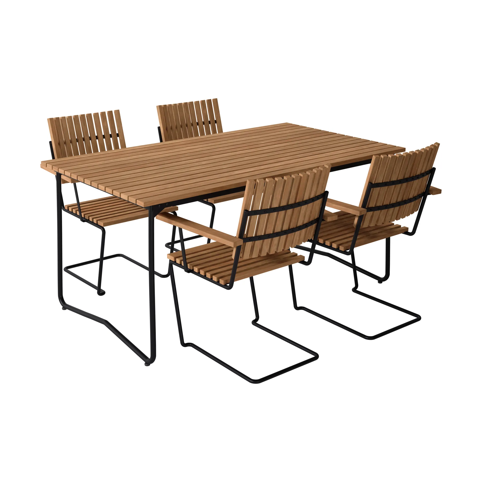Bovik bord + 4 stolar, teak-black Grythyttan Stålmöbler