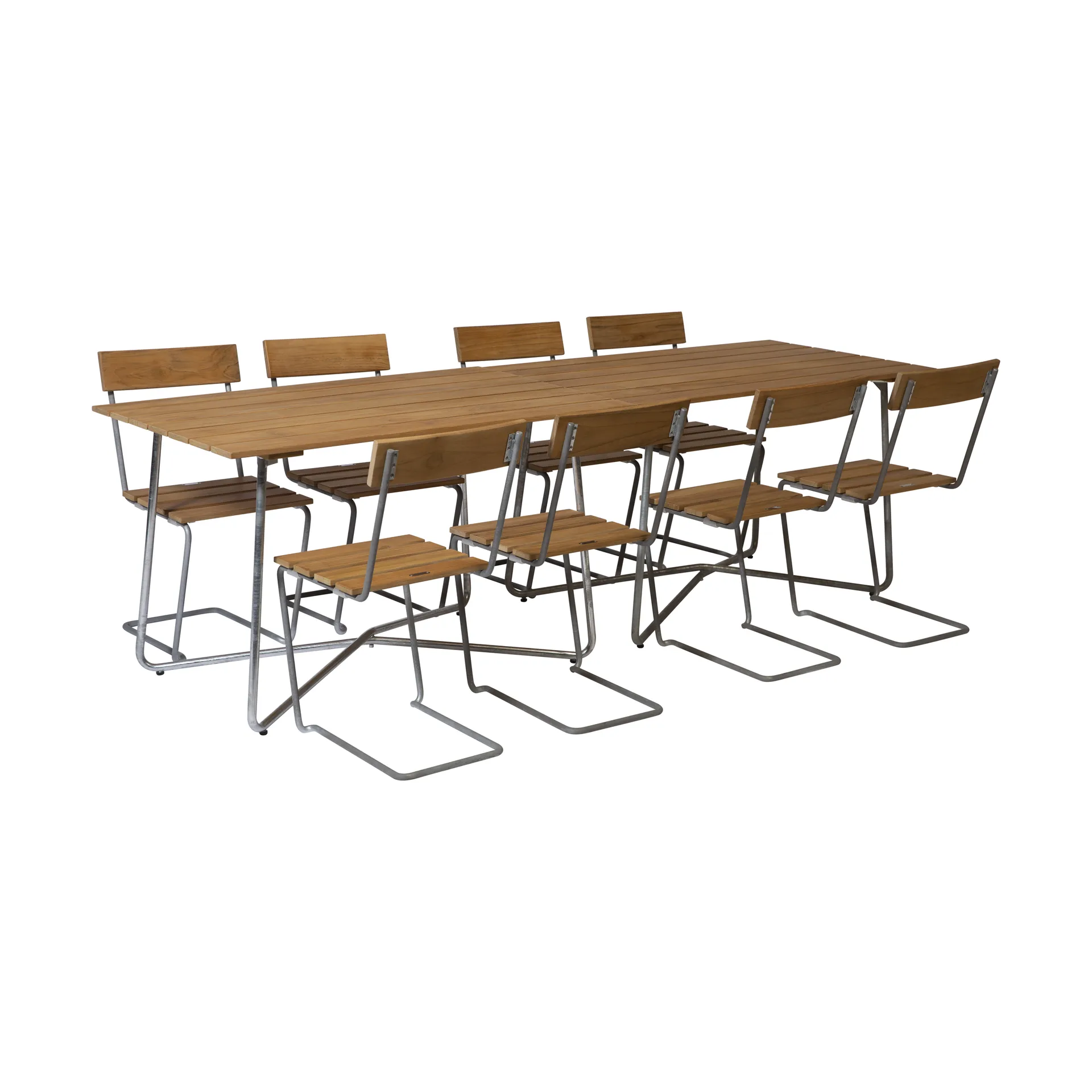 Grythyttan matgrupp 2st B25A + 8st Stol 1 teak Grythyttan Stålmöbler