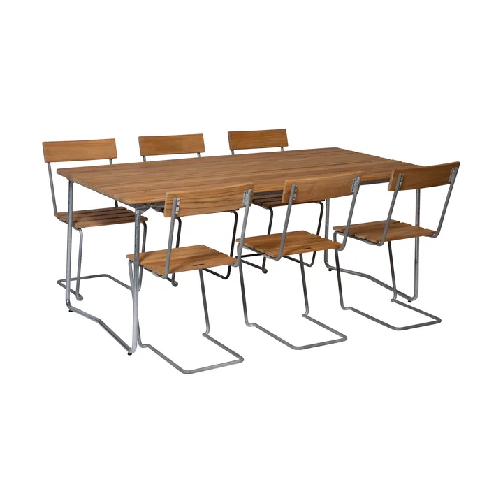 Grythyttan matgrupp B31 + 6st Stol 1 teak - Grythyttan Stålmöbler