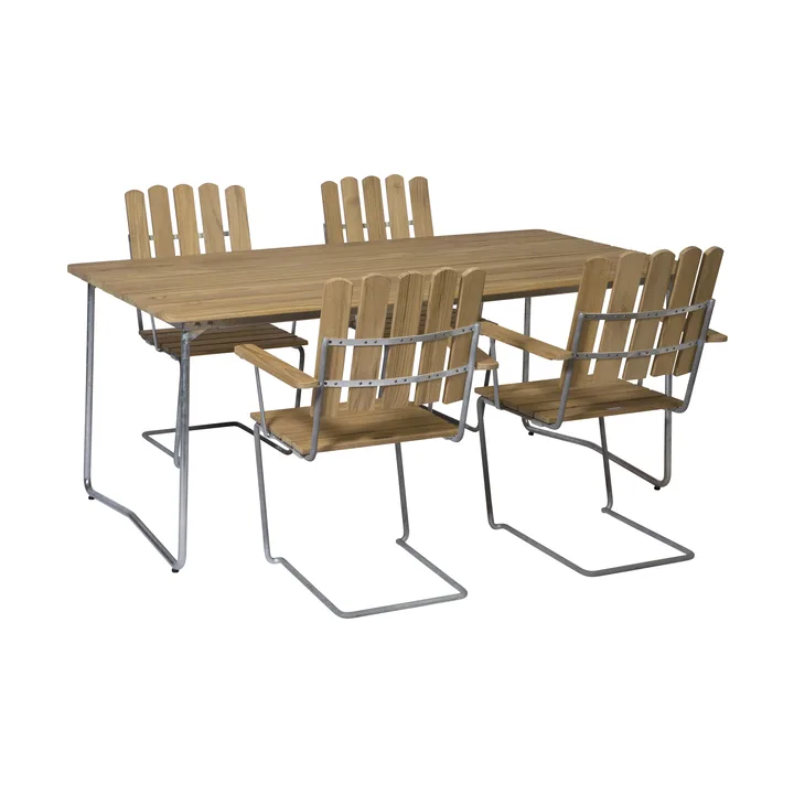 Grythyttan matgrupp ek B31 170cm + 4st A2 - Grythyttan Stålmöbler