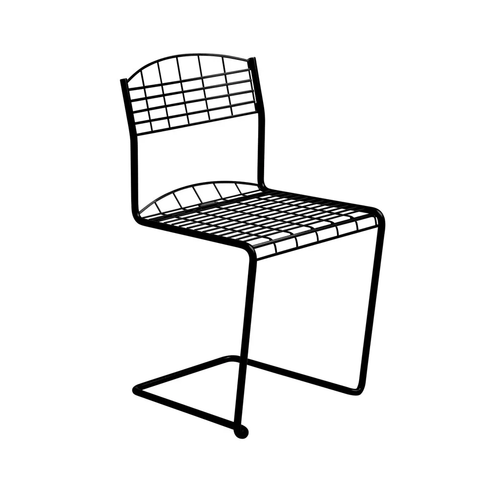 High Tech stol, Svart blank pulverlack Grythyttan Stålmöbler