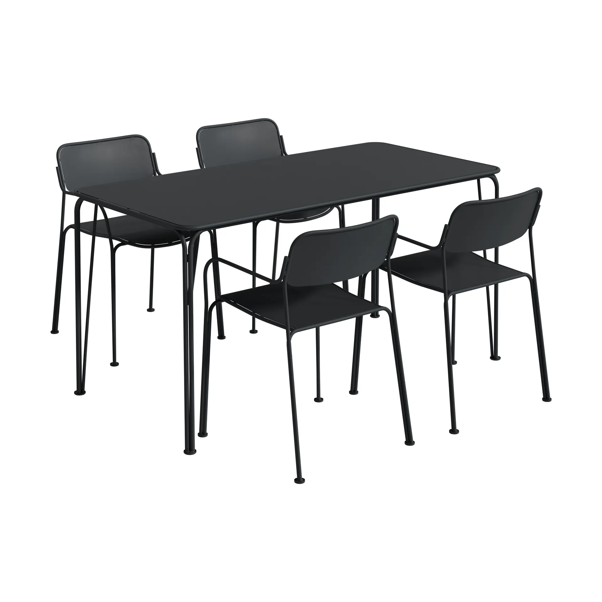 Libelle bord 140 + 4 stolar, graphite grey Grythyttan Stålmöbler