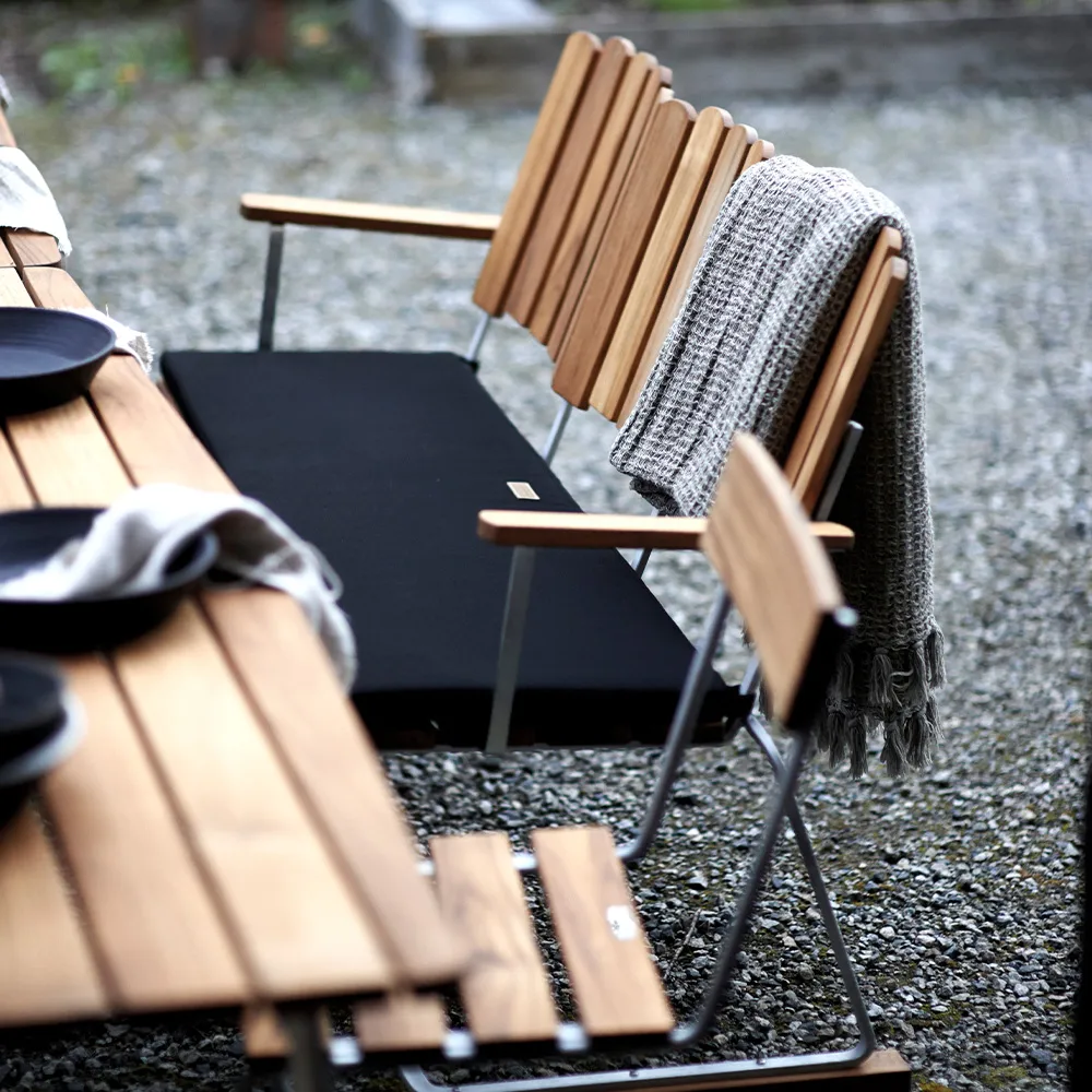 Soffa 6, Teak-varmförzinkat stativ Grythyttan Stålmöbler