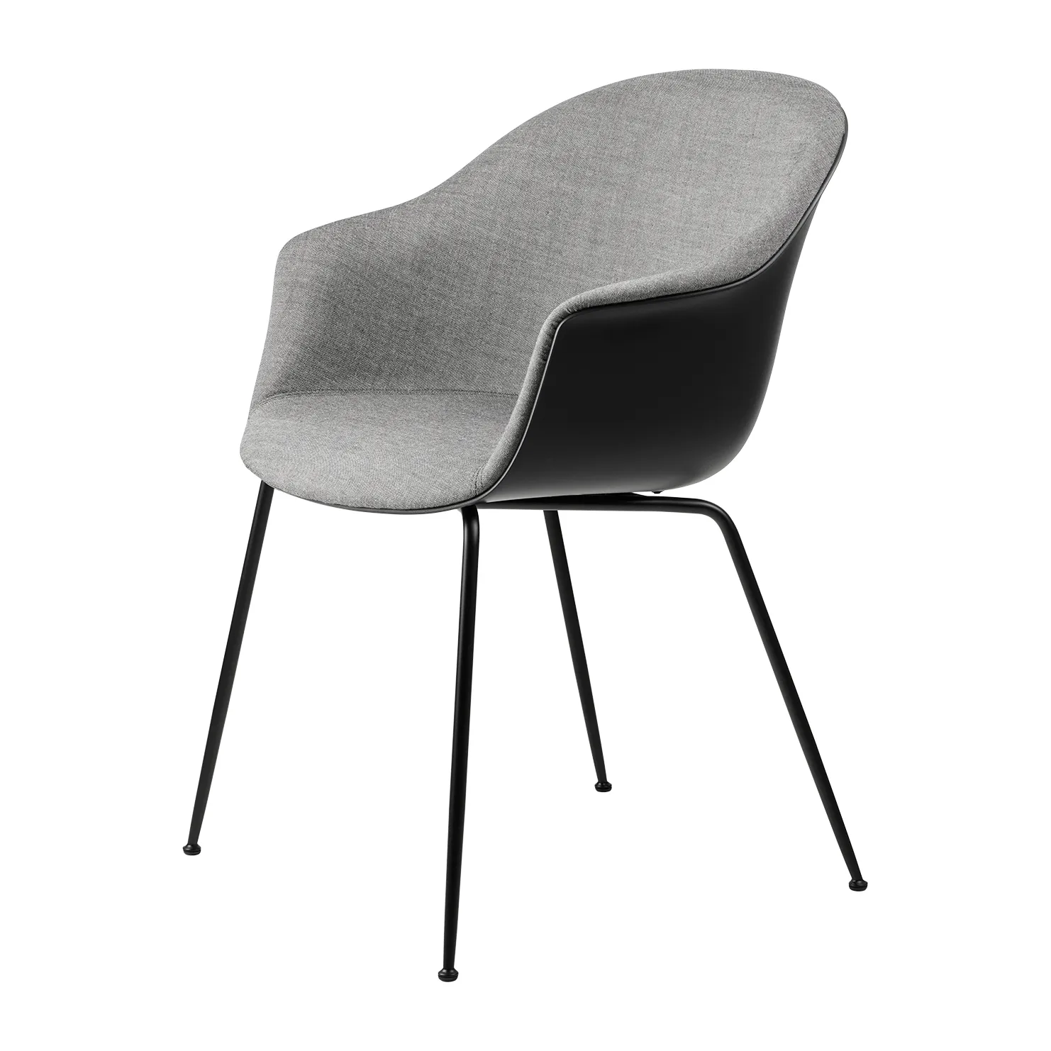 Bat Dining Chair front upholstered conic base, Remix 3 nr.152-black GUBI
