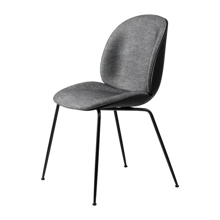 Beetle dining chair front upholstered conic base - Plain 0023-black - GUBI