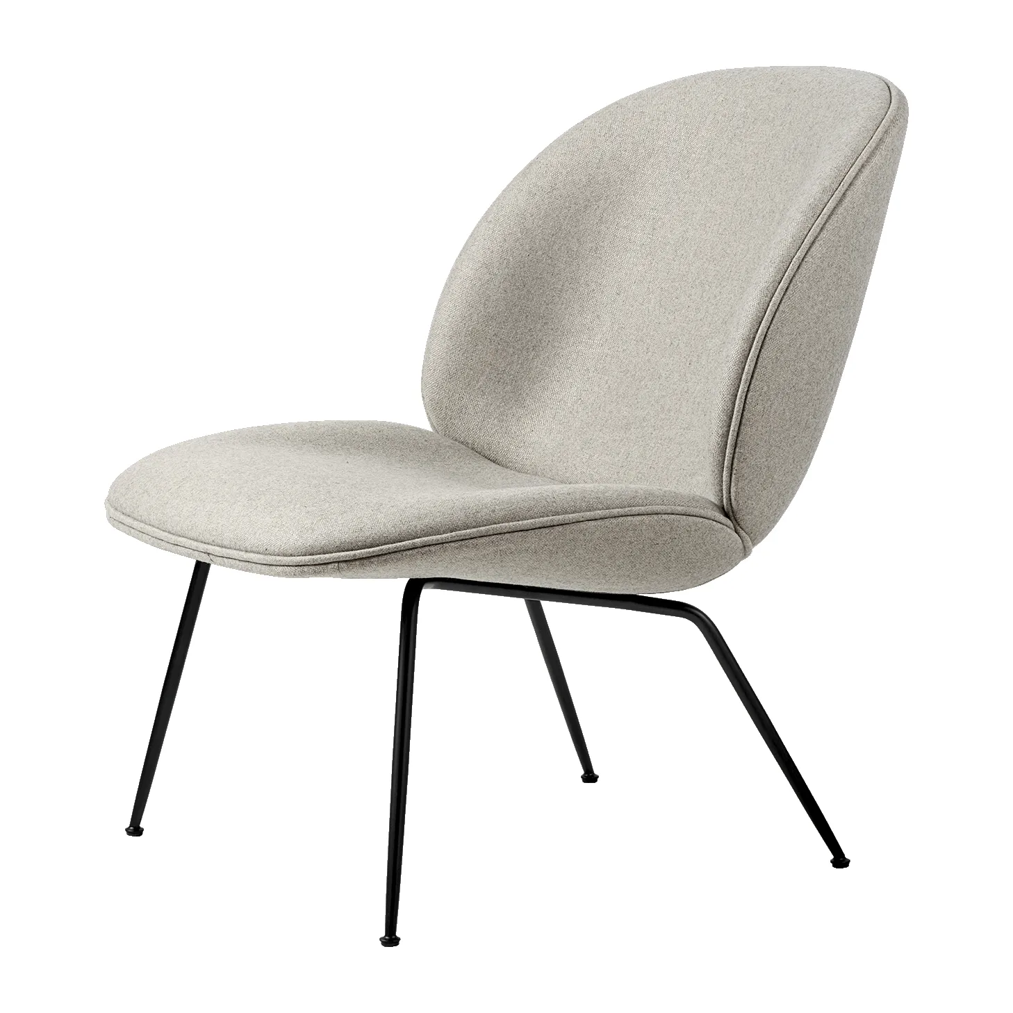 Beetle lounge chair fully upholstered conic base, Plain 0025-black GUBI