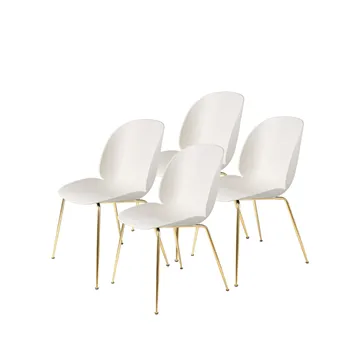 Beetle stol 4-pack - Alabaster white-mässingsstativ - GUBI
