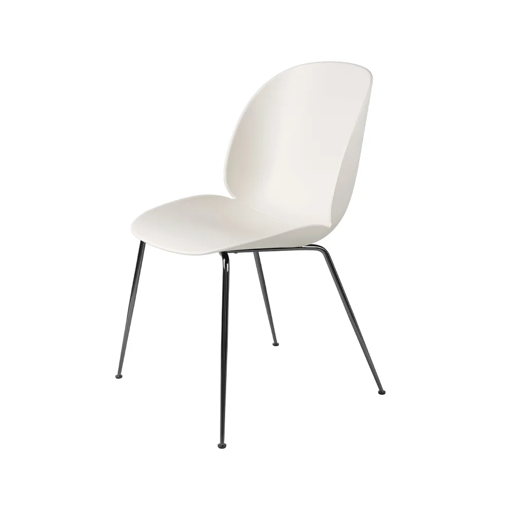Beetle stol, alabaster white, svartkromat stålstativ GUBI