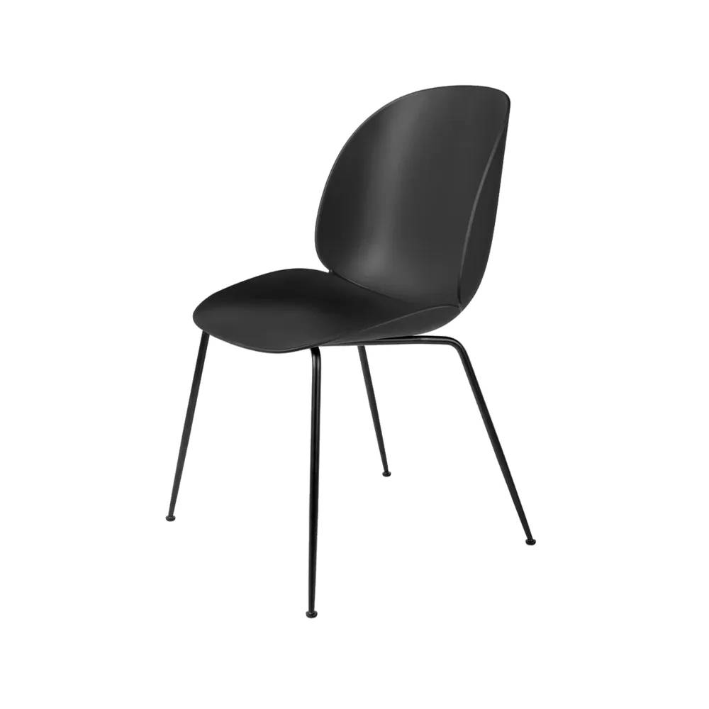 Beetle stol, black, svartkromat stålstativ GUBI