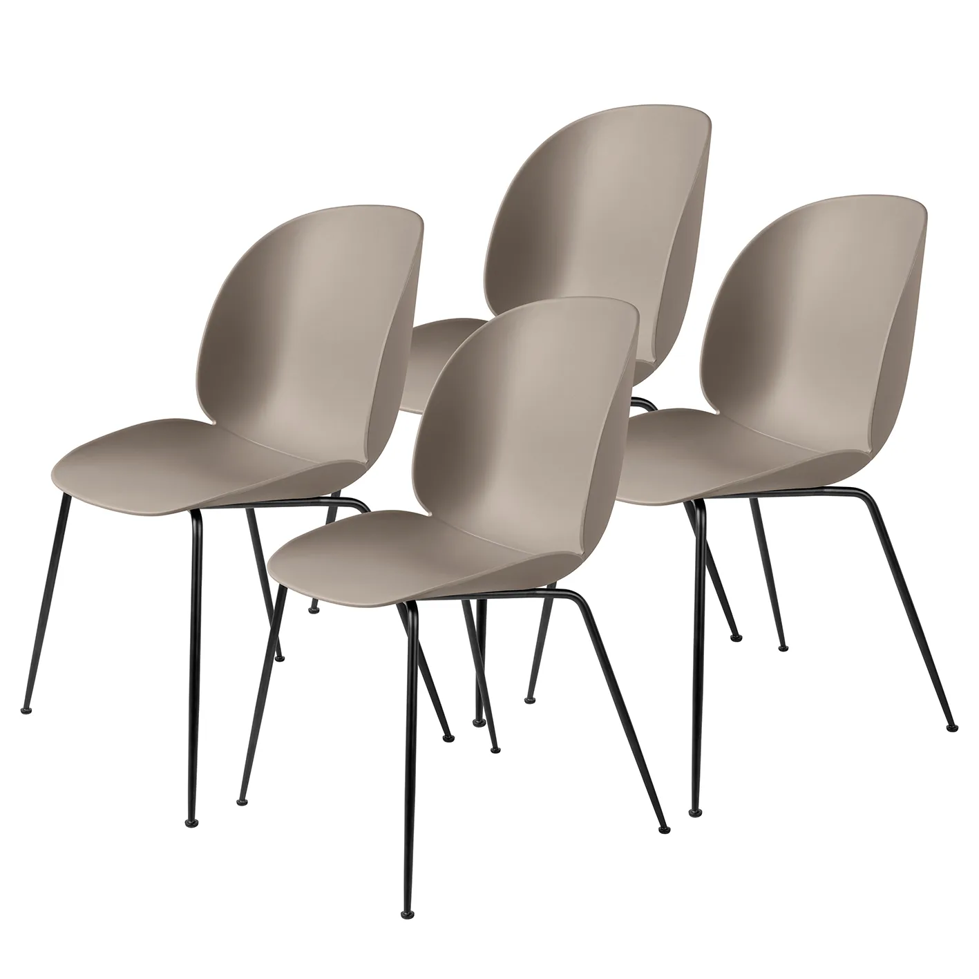 Beetle stol svarta ben 4-pack, New Beige GUBI