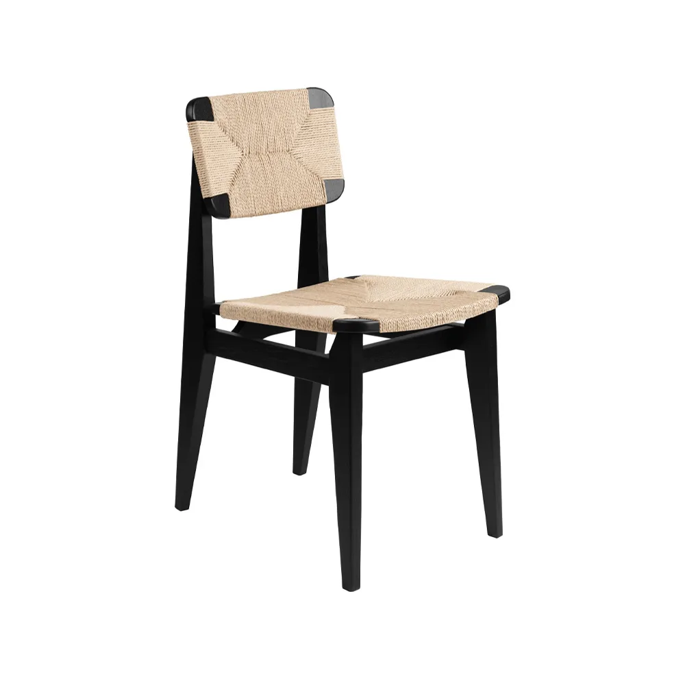C-Chair stol, black stained oak, naturflätad sits&rygg GUBI