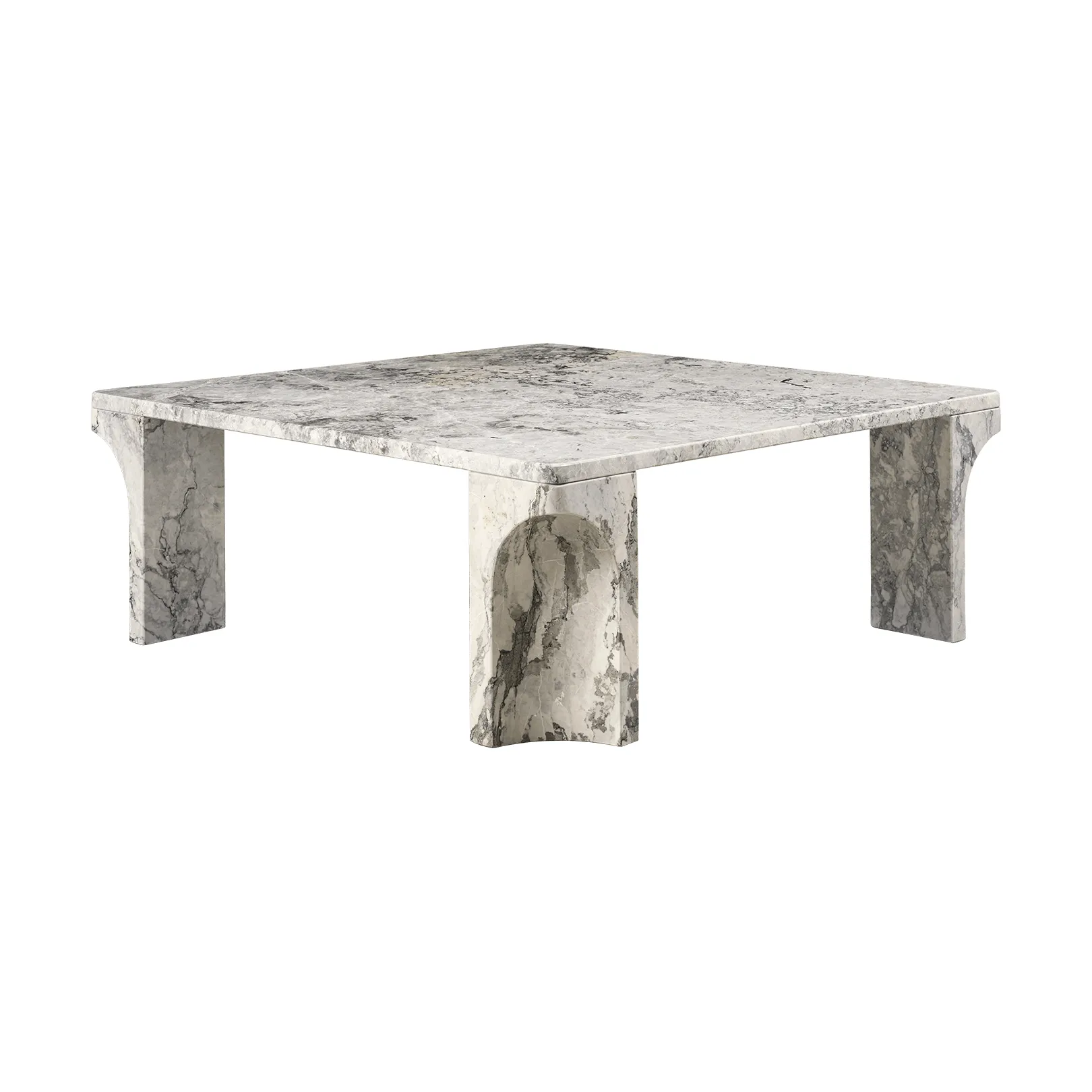 Doric soffbord, Stormy Gray marmor, 80x80 cm GUBI