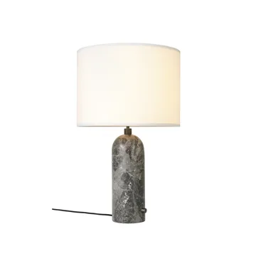 Gravity L bordslampa - grey marble + vit skärm - GUBI