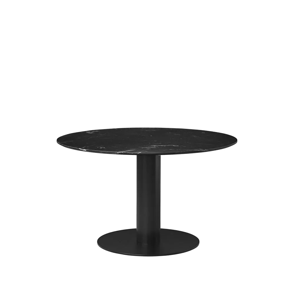 Gubi 2.0 matbord, marble black, ø110, svart stativ GUBI