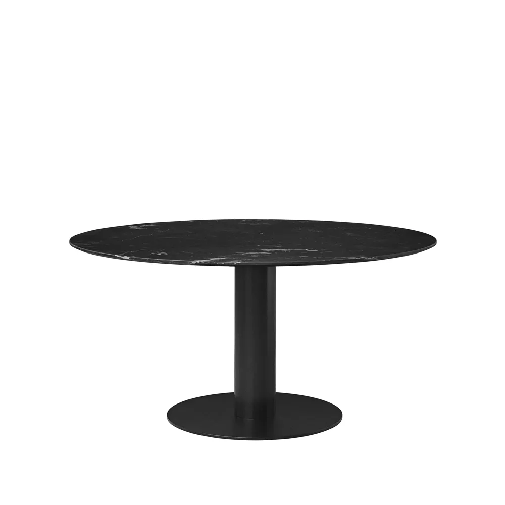 Gubi 2.0 matbord, marble black, ø150, svart stativ GUBI
