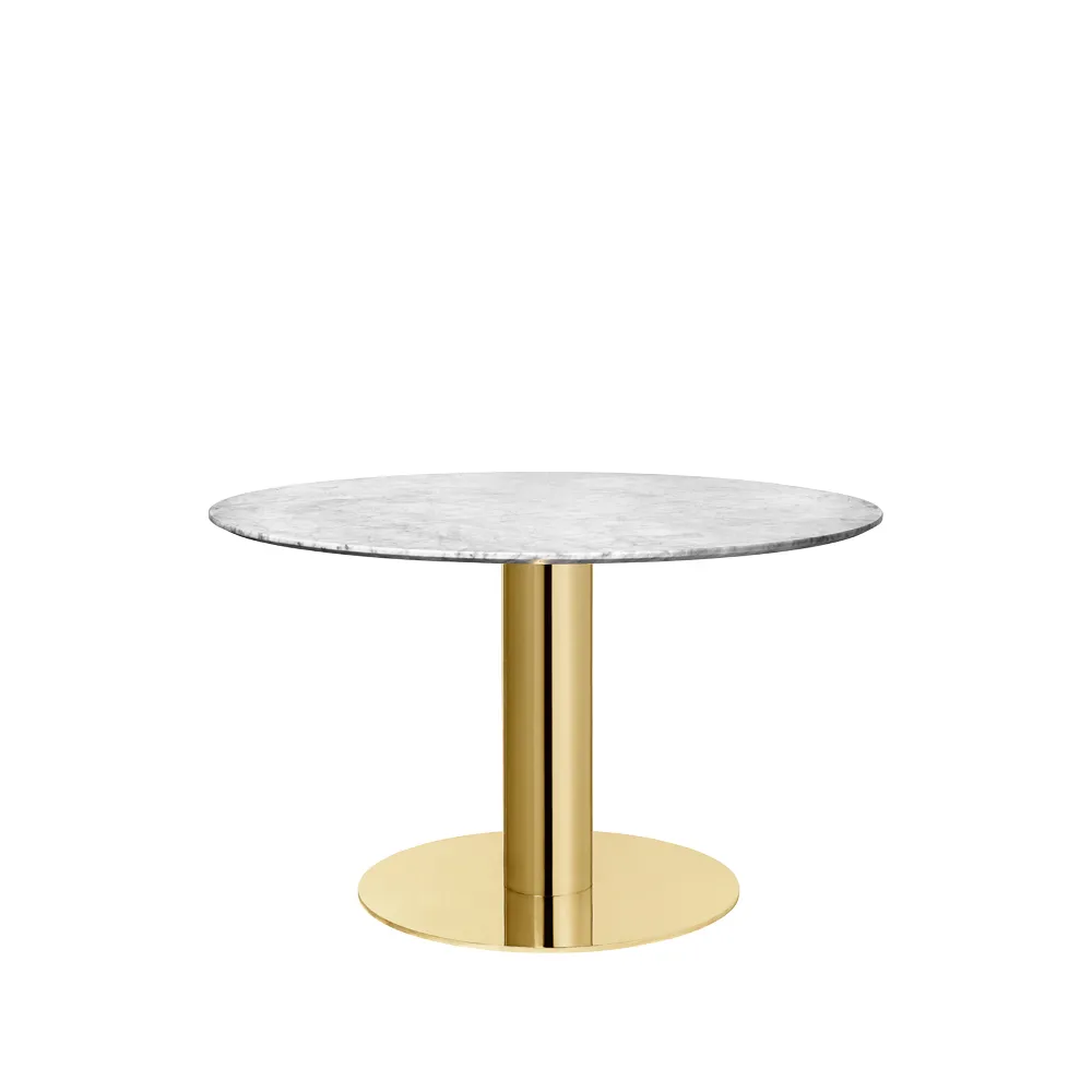 Gubi 2.0 matbord, marble white, ø110, mässingsstativ GUBI