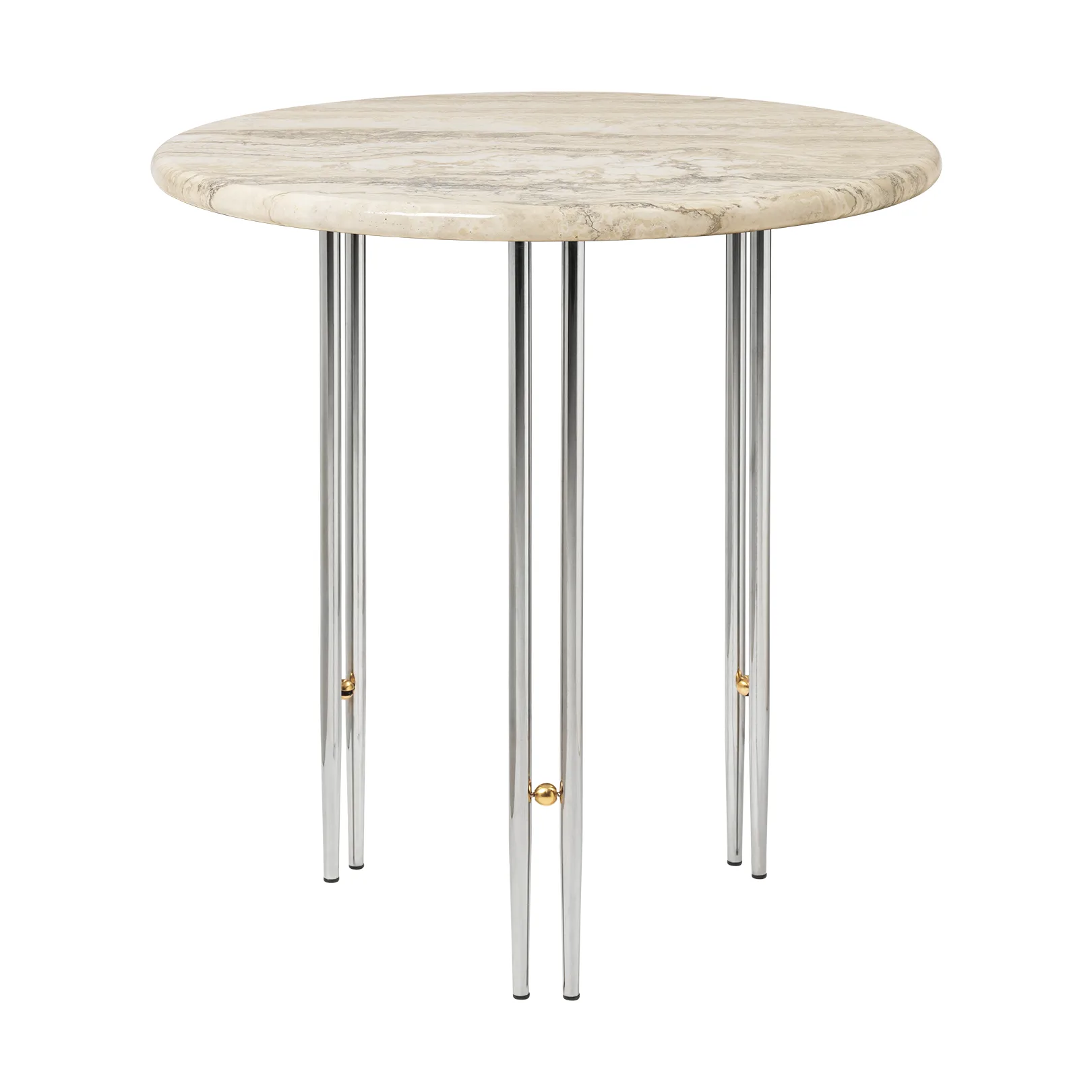 IOI soffbord Ø50 cm, Krom-mässing-rippled beige GUBI
