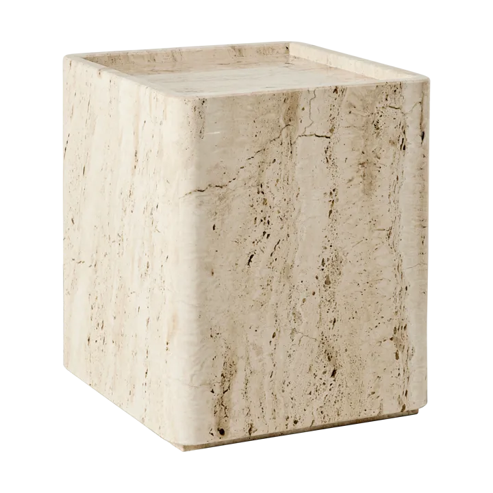 Pietra sidobord 33x33x40 cm - Neutral white travertine - GUBI