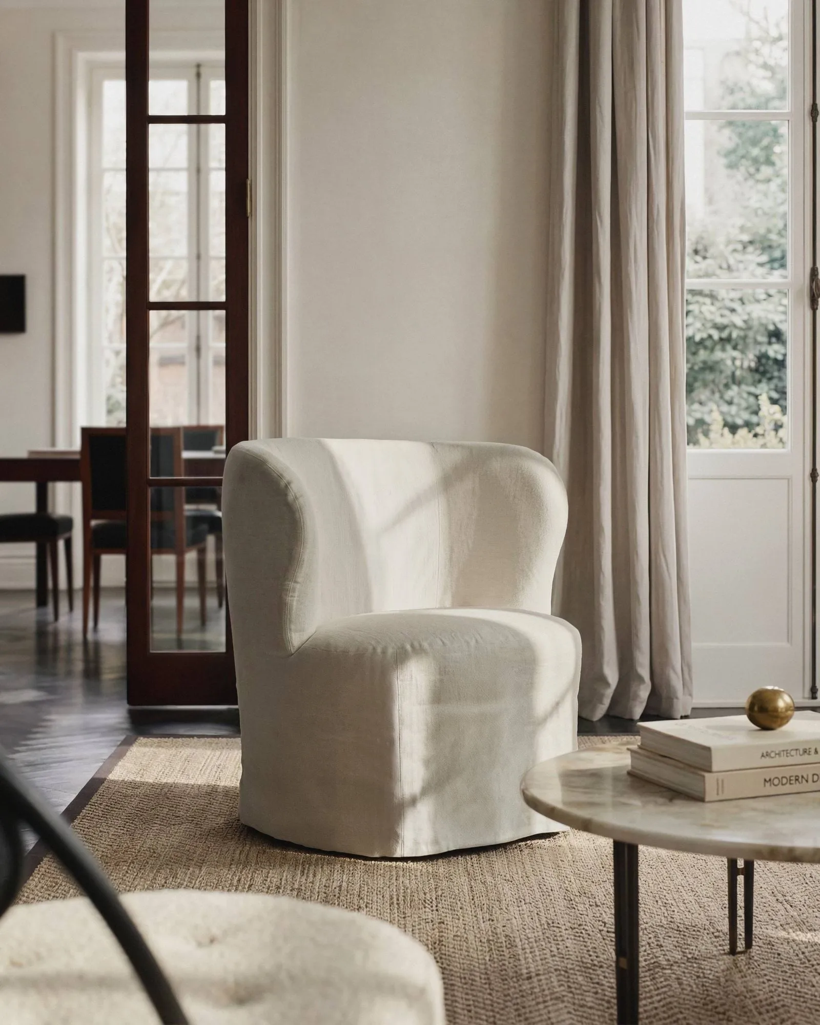 Stay Slipcover loungestol, Linen Natural 0023, small GUBI
