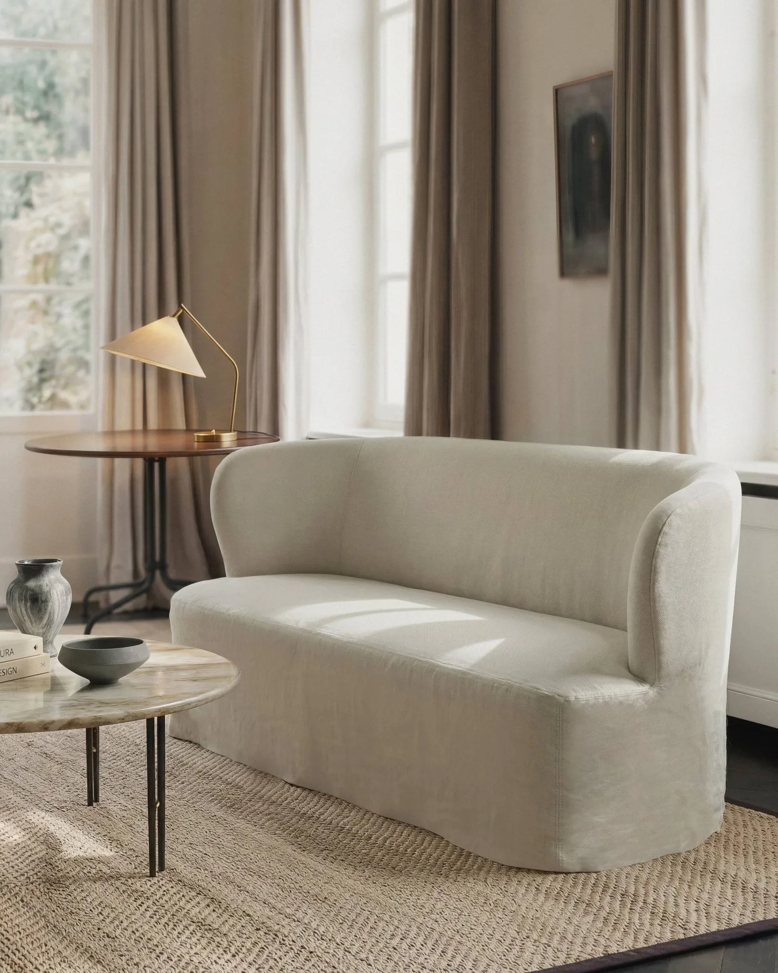 Stay Slipcover soffa, Linen Natural 0023, 190x70 cm, 2,5-sits GUBI