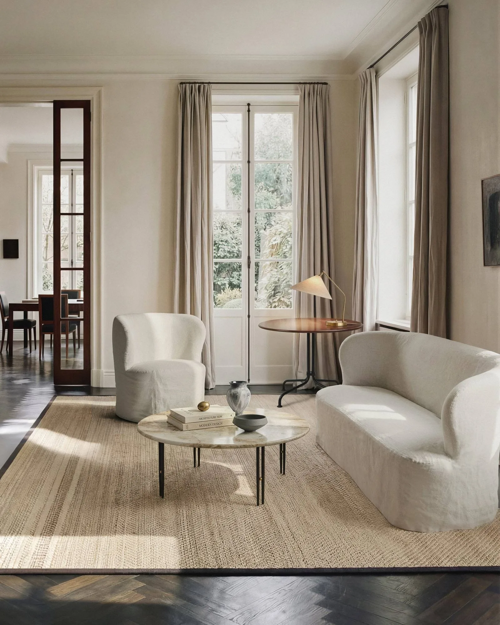 Stay Slipcover soffa, Linen Natural 0023, 260x95 cm, 4-sits GUBI