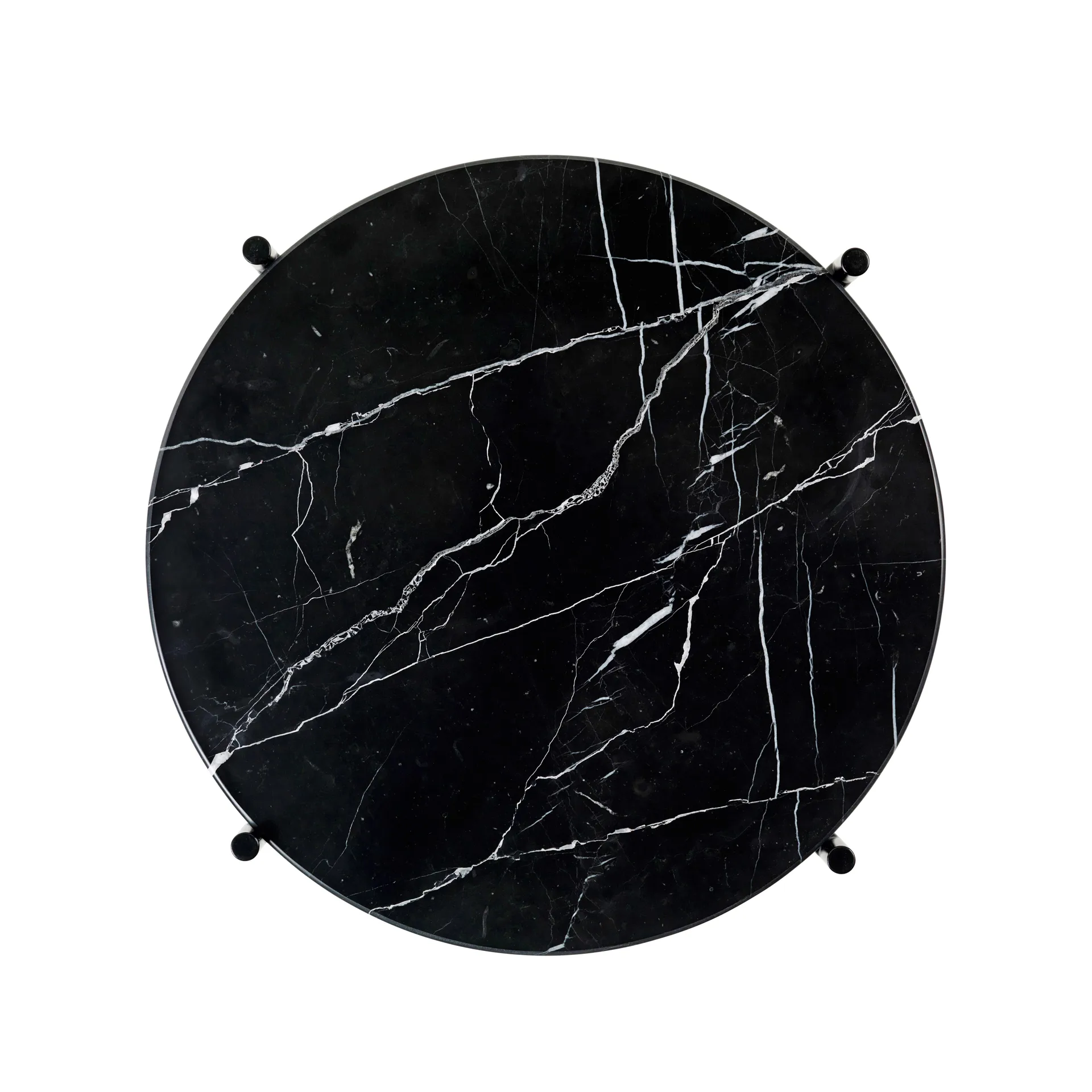 TS bord svarta ben Ø 40 cm, svart marmor GUBI