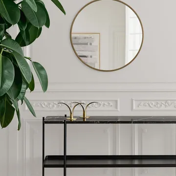 TS Console avlastningsbord 120x30x72 cm - Black marquina marble-svart stativ-med bricka - GUBI