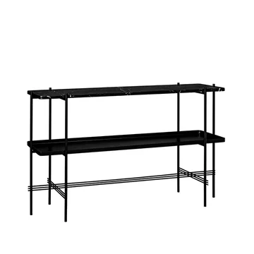 TS Console avlastningsbord 120x30x72 cm - Black marquina marble-svart stativ-med bricka - GUBI
