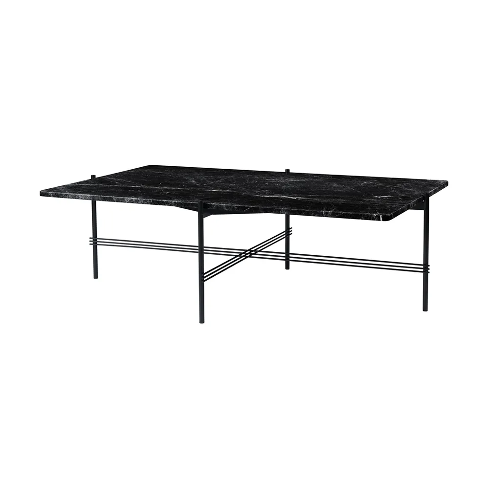 TS Rectangular soffbord, black marquina marble, svart stativ GUBI