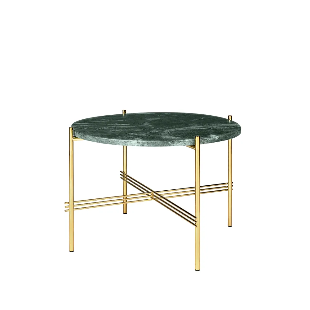 TS Round soffbord, green guatemala marble, ø55, mässingsstativ GUBI