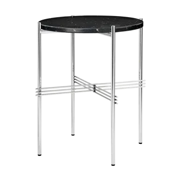 TS sidobord polerat stål Ø40 - Black marquina marble - GUBI