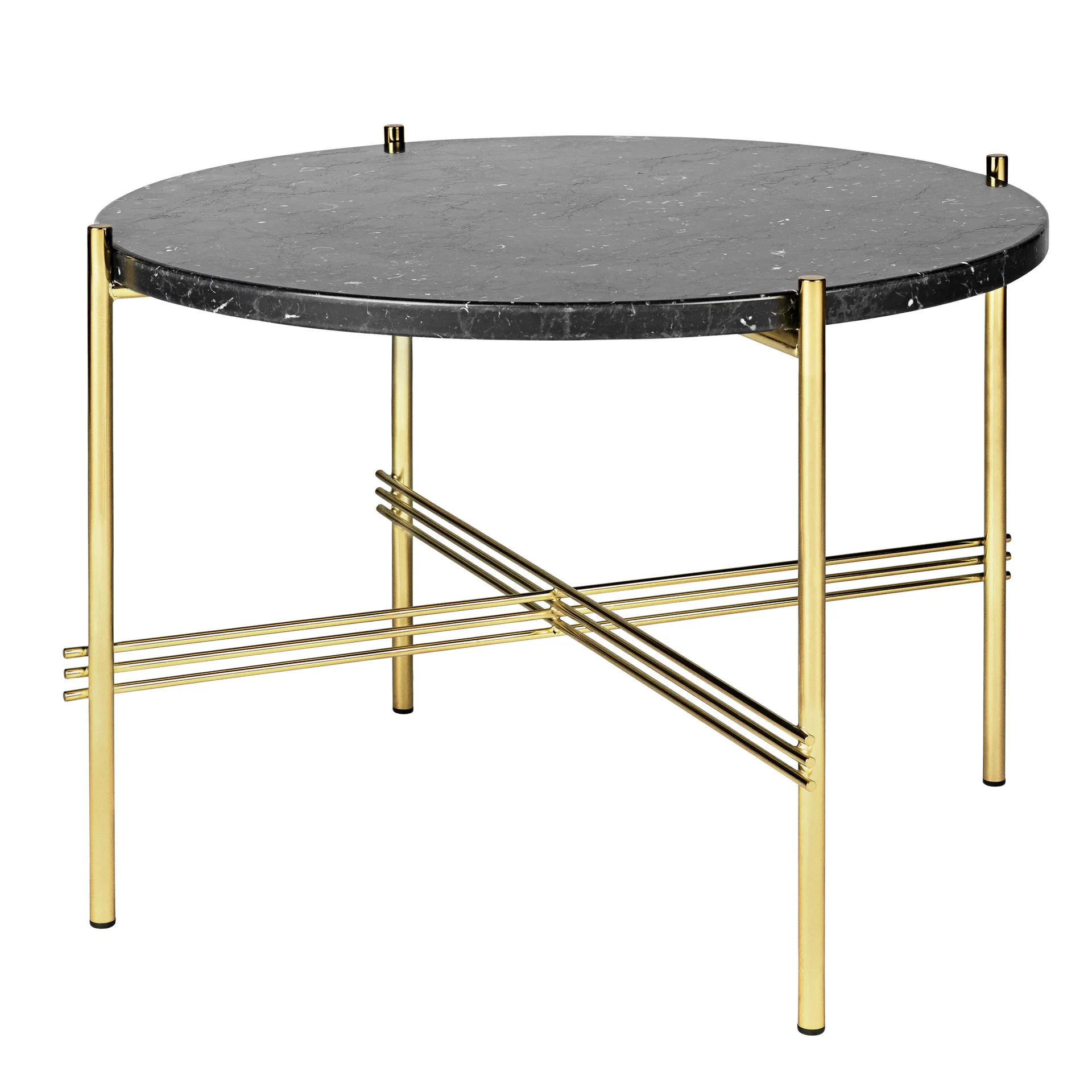 TS soffbord mässingsben Ø 55 cm, svart marmor GUBI