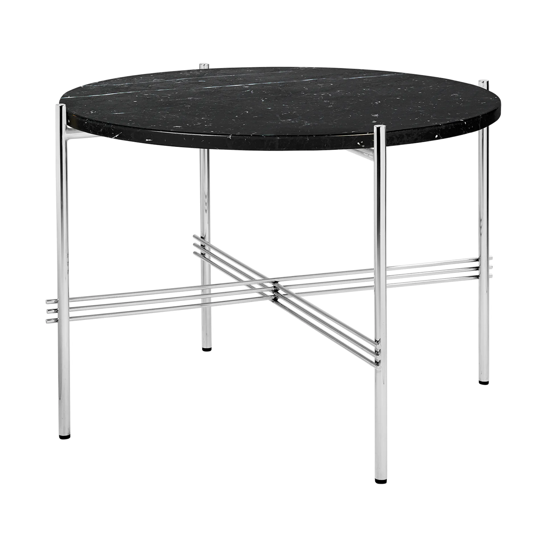 TS soffbord polerat stål Ø55, Black marquina marble GUBI