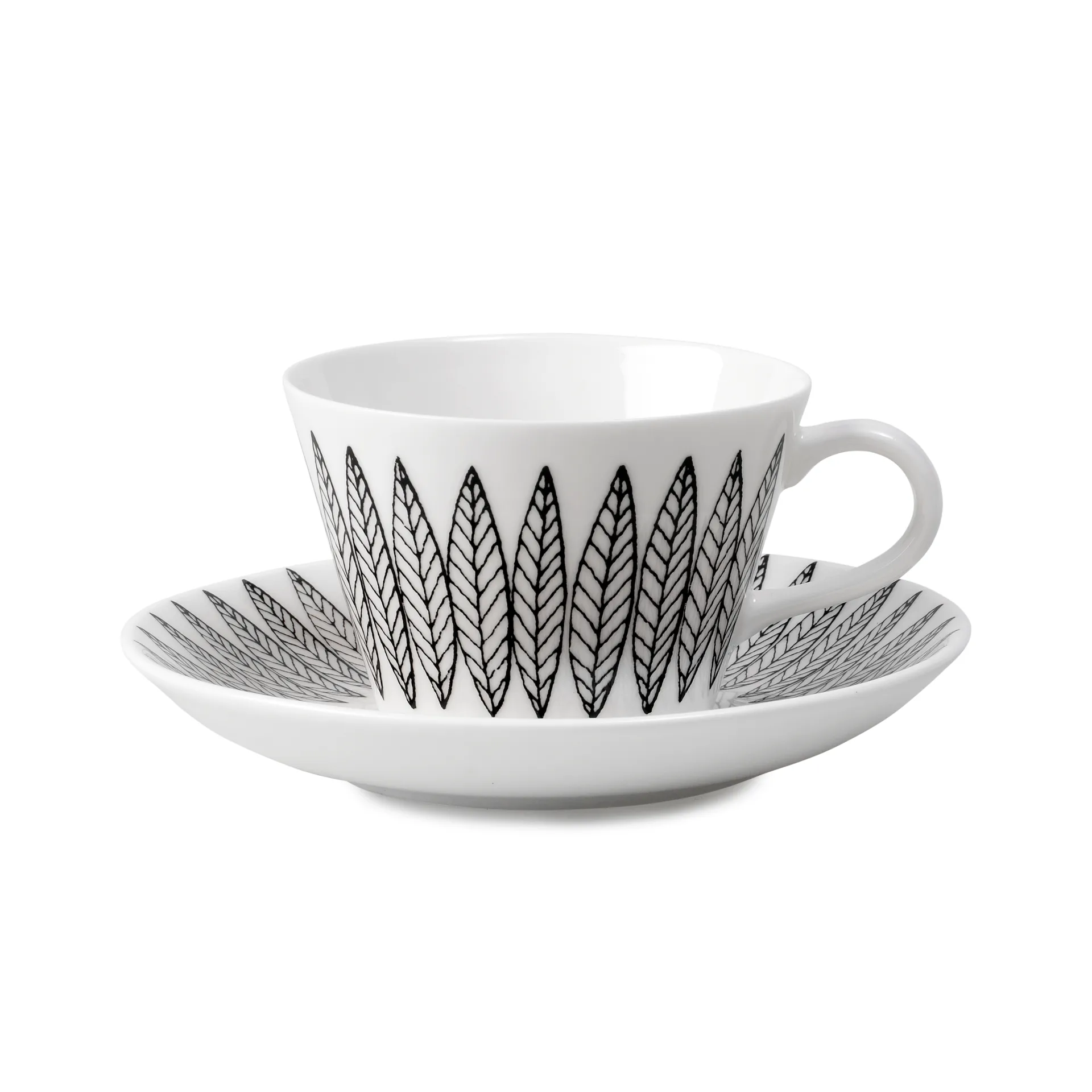 Svart Salix kaffegods, kon, Kaffekopp + fat Gustafsbergs Porslinsfabrik