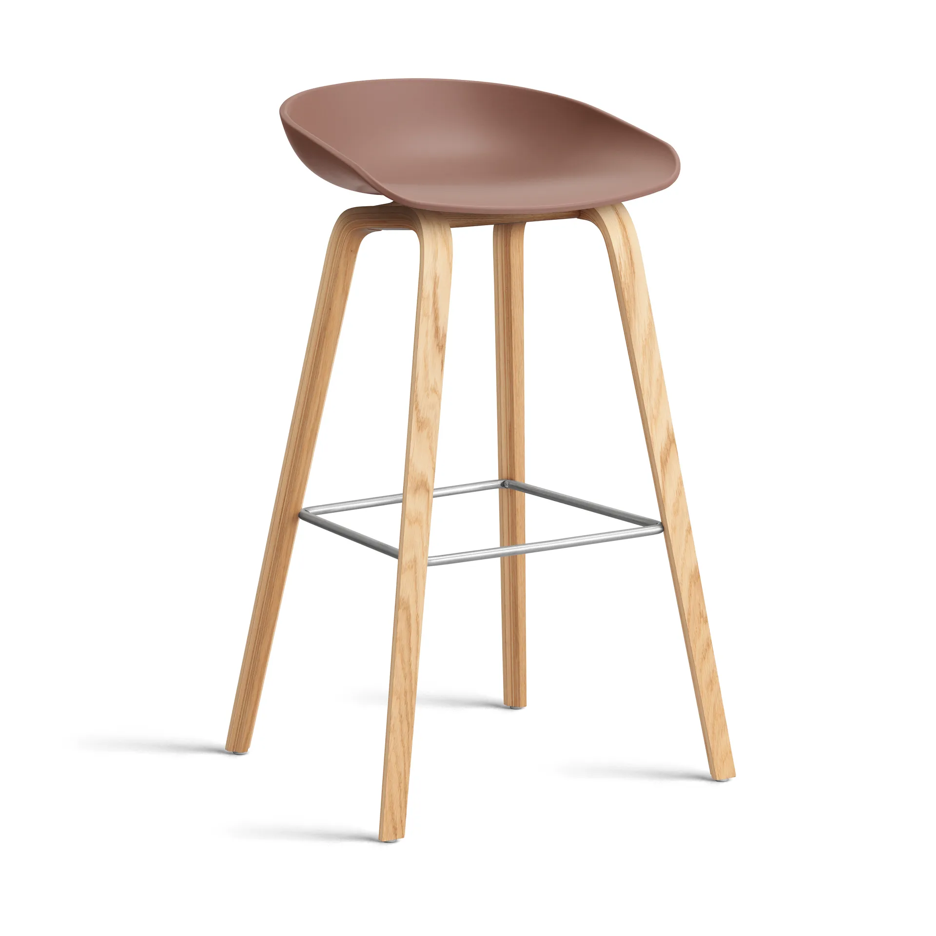 About a Stool 32 High barstol lackerat ekstativ 2.0, Soft brick-rostfritt stålstöd HAY
