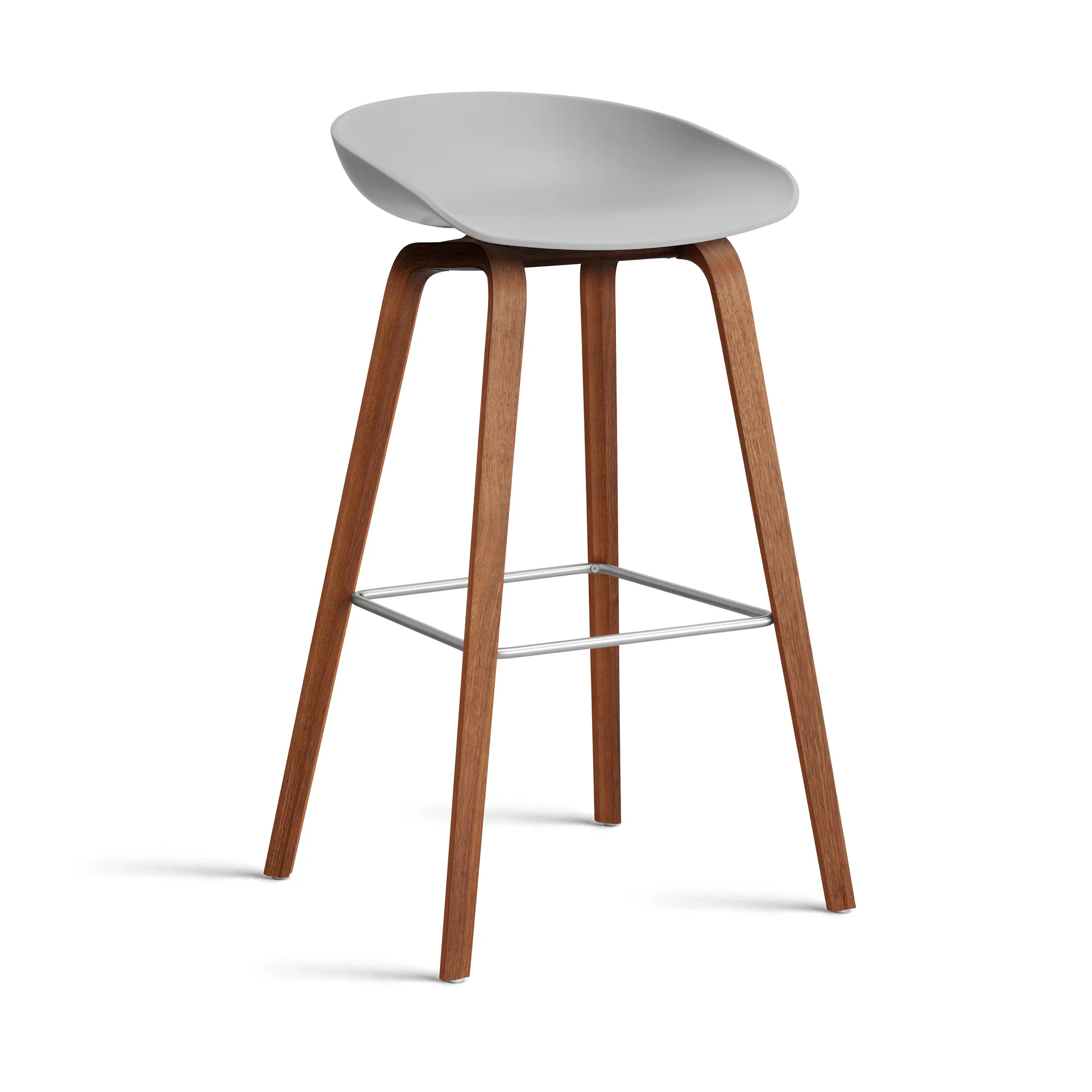 About a Stool 32 High barstol valnötsstativ 2.0, Concrete grey-rostfritt stålstöd HAY