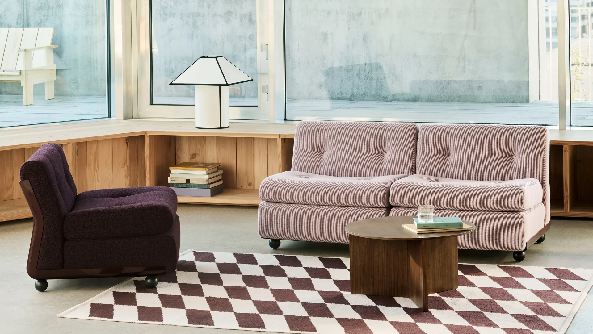 Amanta soffmodul, Burgundy red-yuma 1851, 2-sits HAY