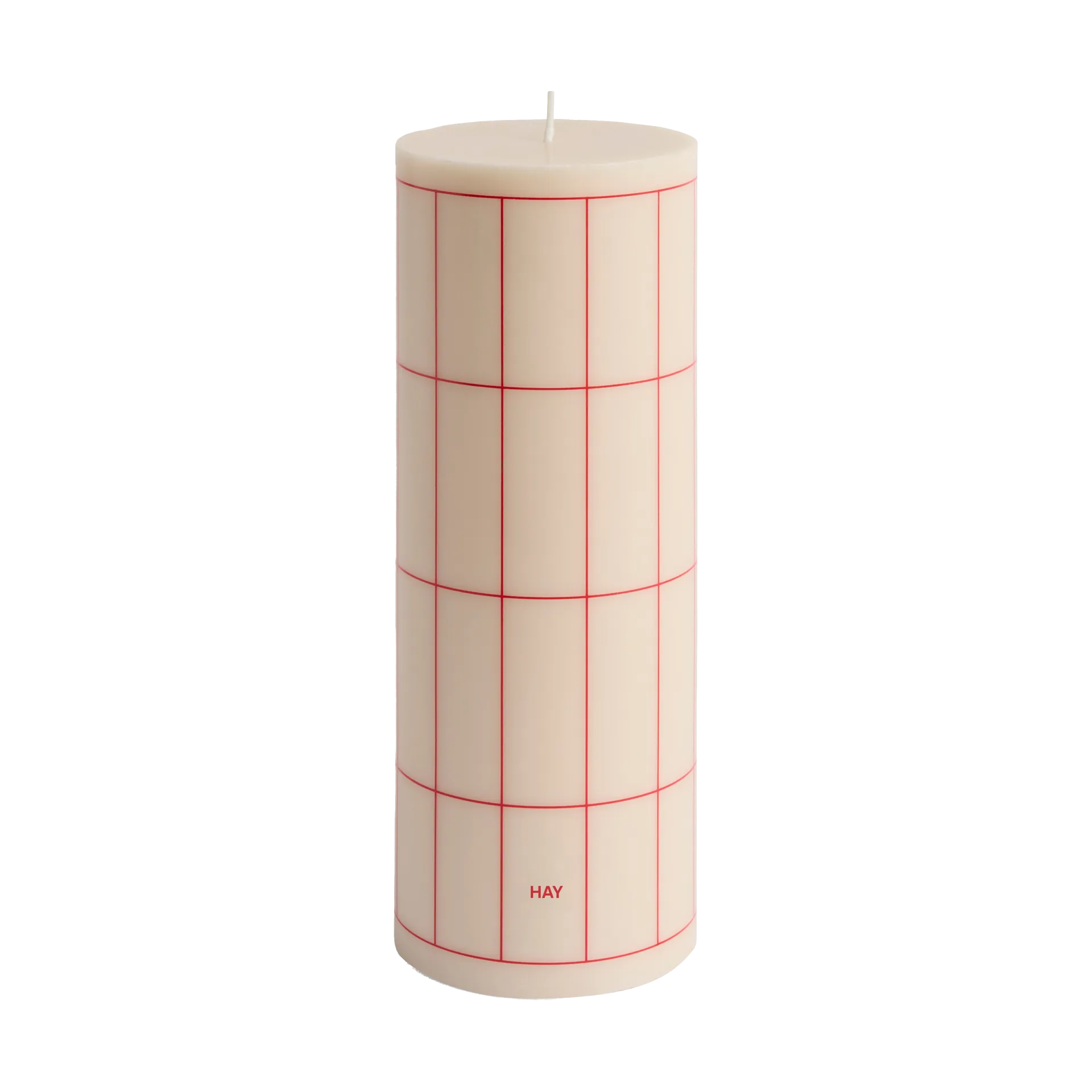 Column Candle blockljus large 25 cm, Off white-red grid check HAY