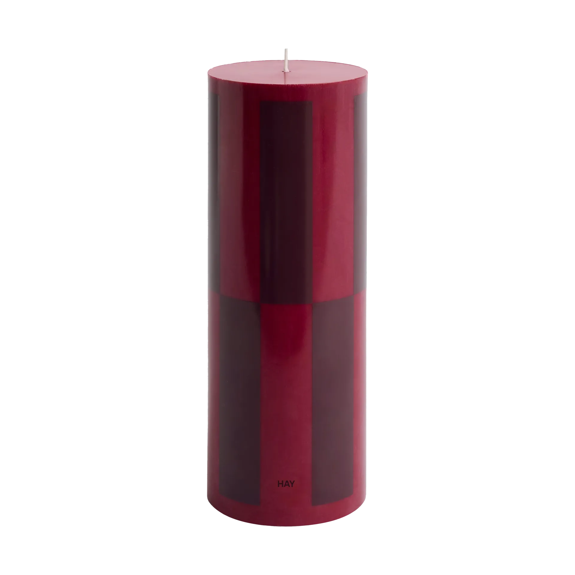 Column Candle blockljus large 25 cm, Wine-bordeaux large check HAY