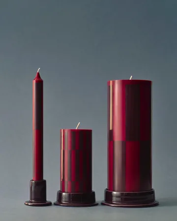Column Candle blockljus large 25 cm - Wine-bordeaux large check - HAY