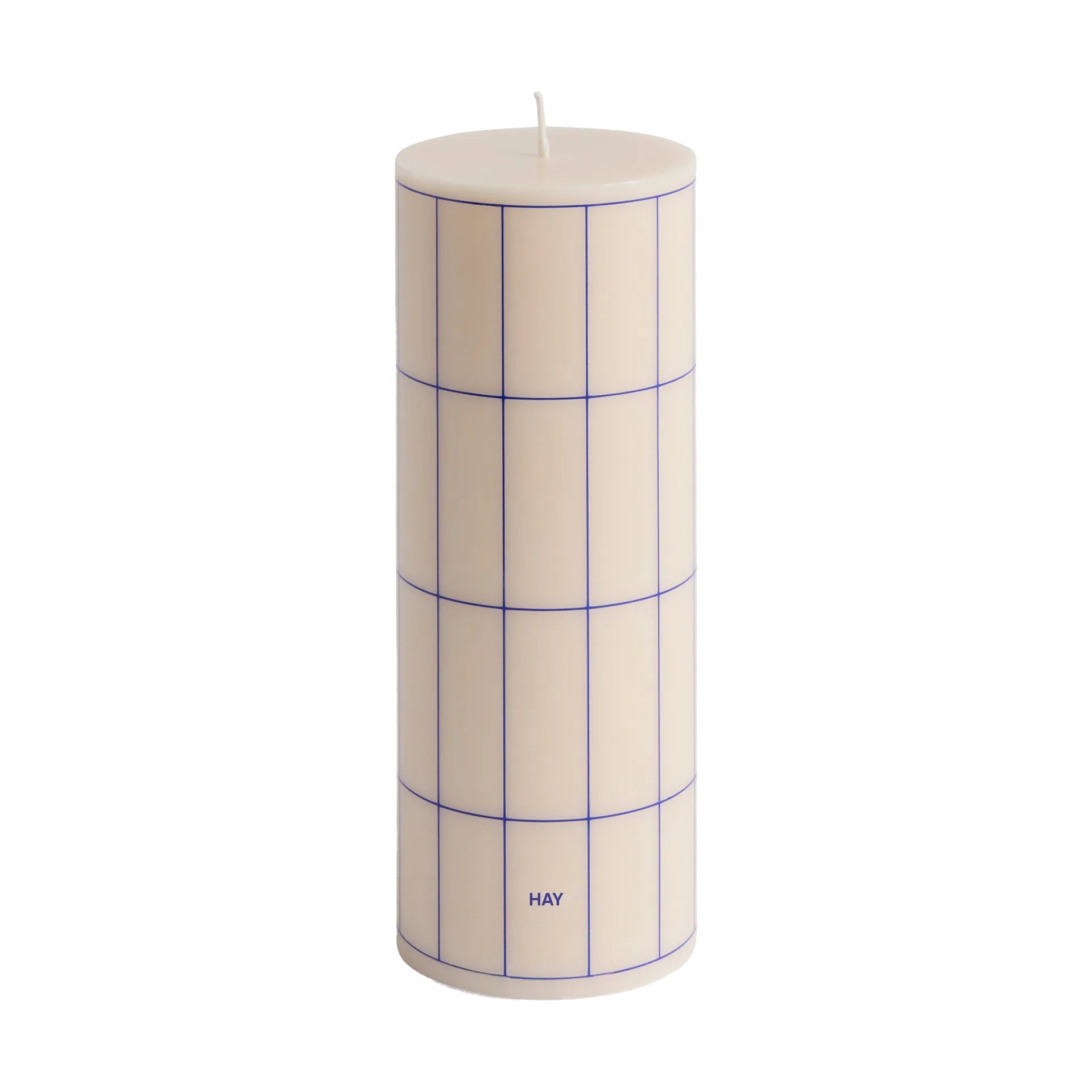 Column Candle blockljus medium 20 cm, Off white-blue grid check HAY