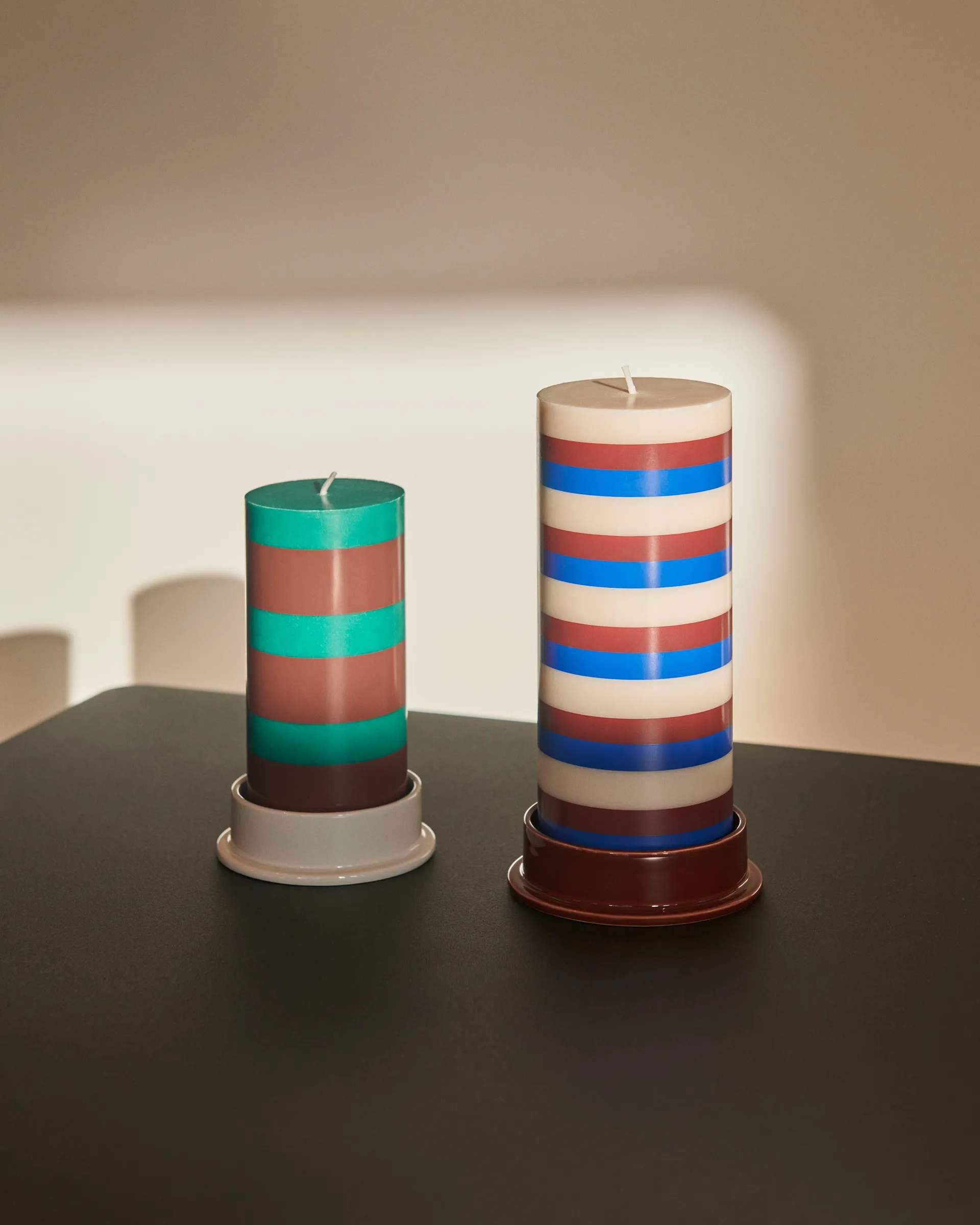 Column Candle blockljus small 15 cm, Green-brown HAY