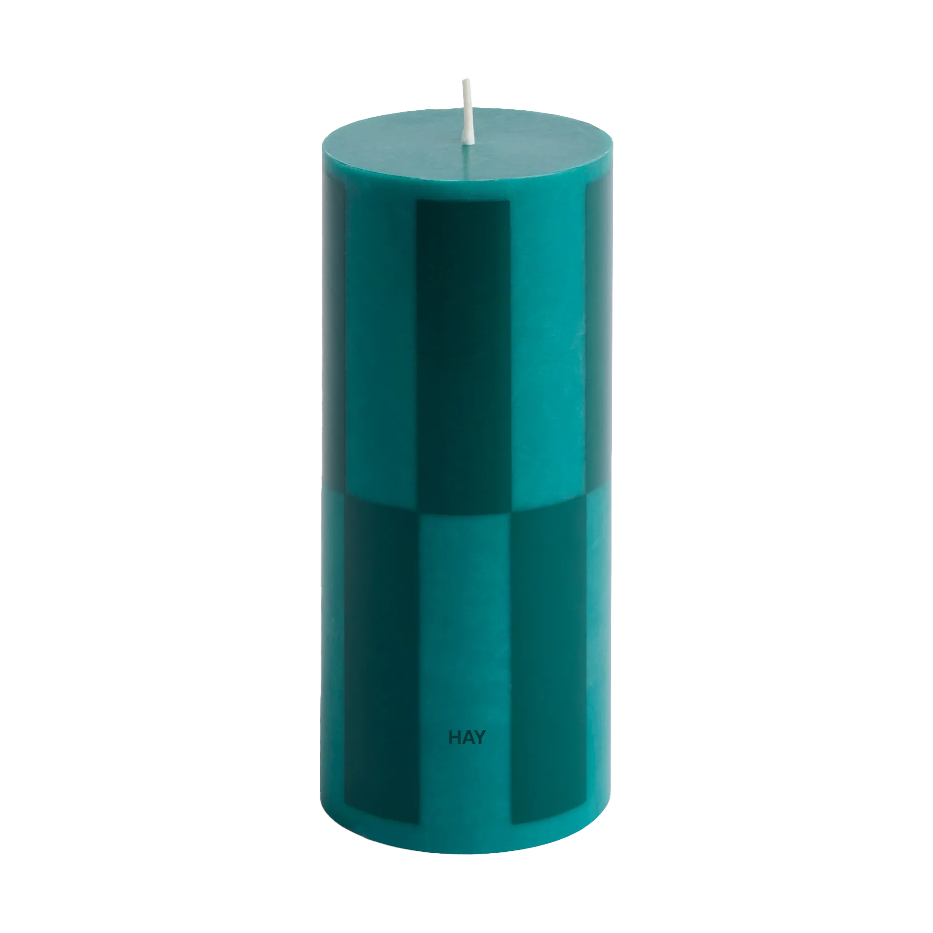 Column Candle blockljus small 15 cm, Green-dark green large check HAY