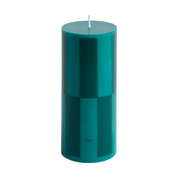 Column Candle blockljus small 15 cm - Green-dark green large check - HAY