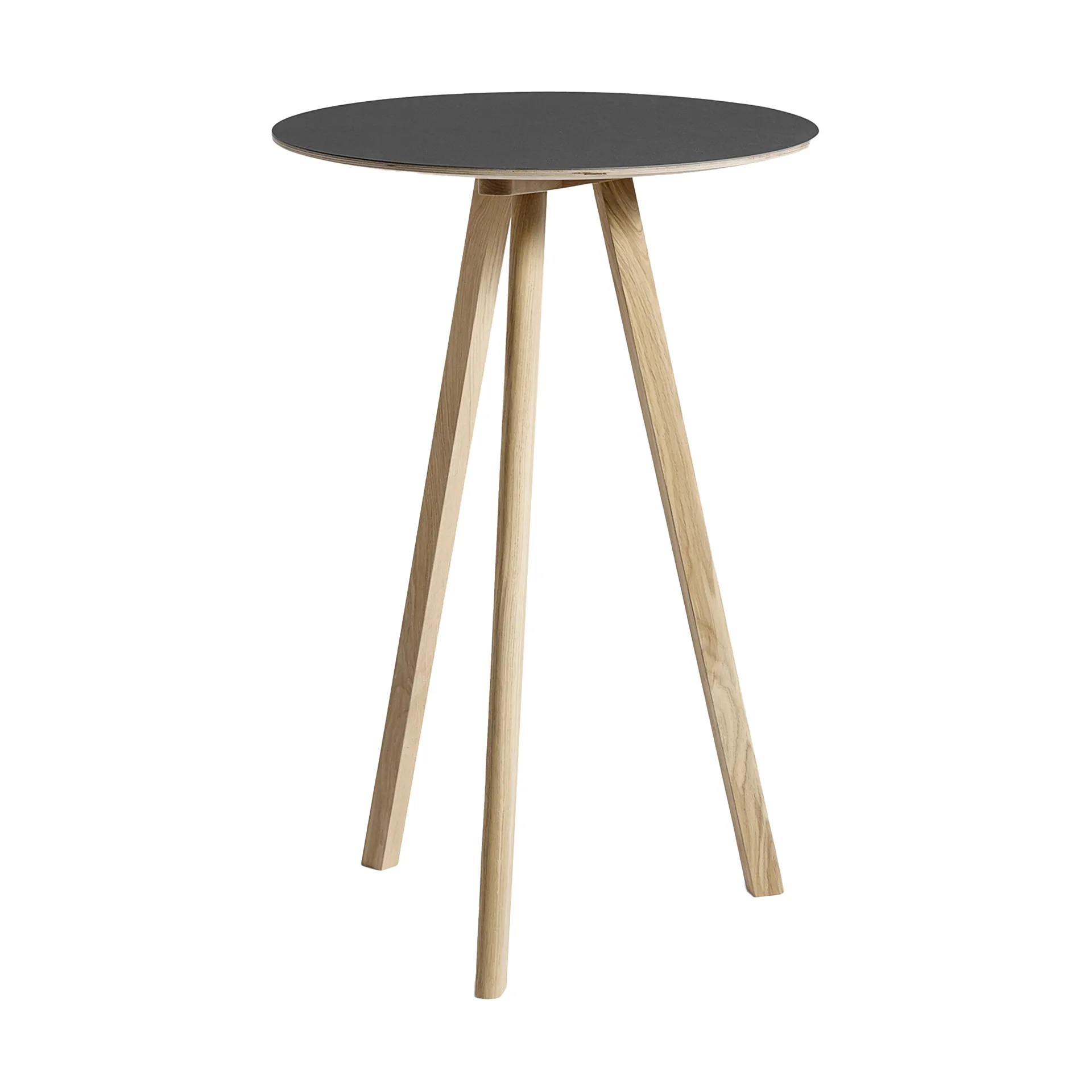 CPH20 2.0 barbord Ø70 cm, Black linoleum-lacquered oak HAY