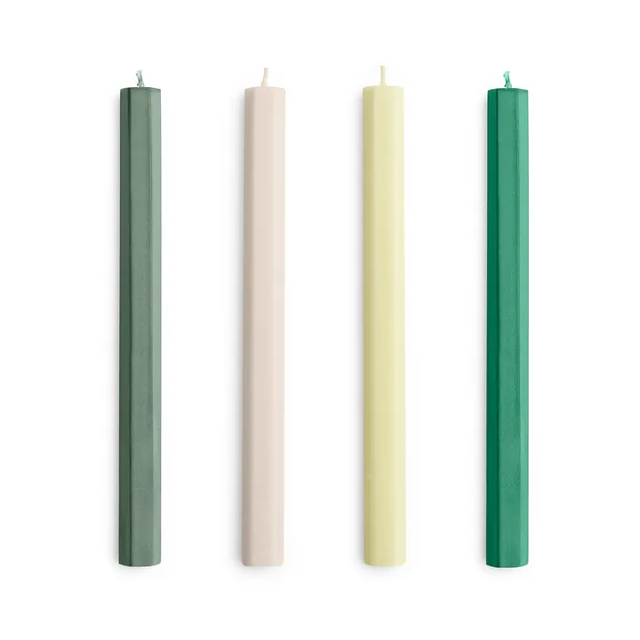 Hexagon Candle ljus mix 4-pack - Greens-whites - HAY
